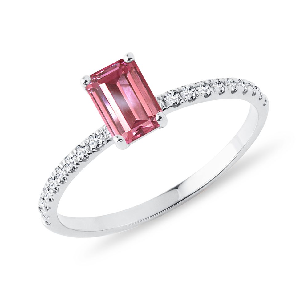 Diamantový prsten z bílého zlata s turmalínem KLENOTA