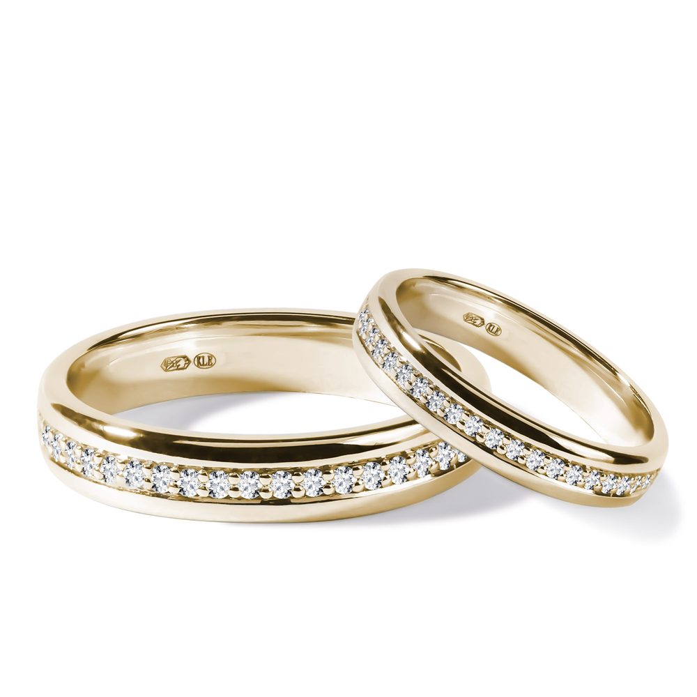 E-shop Sada snubních diamantových prstenů eternity ze žlutého zlata