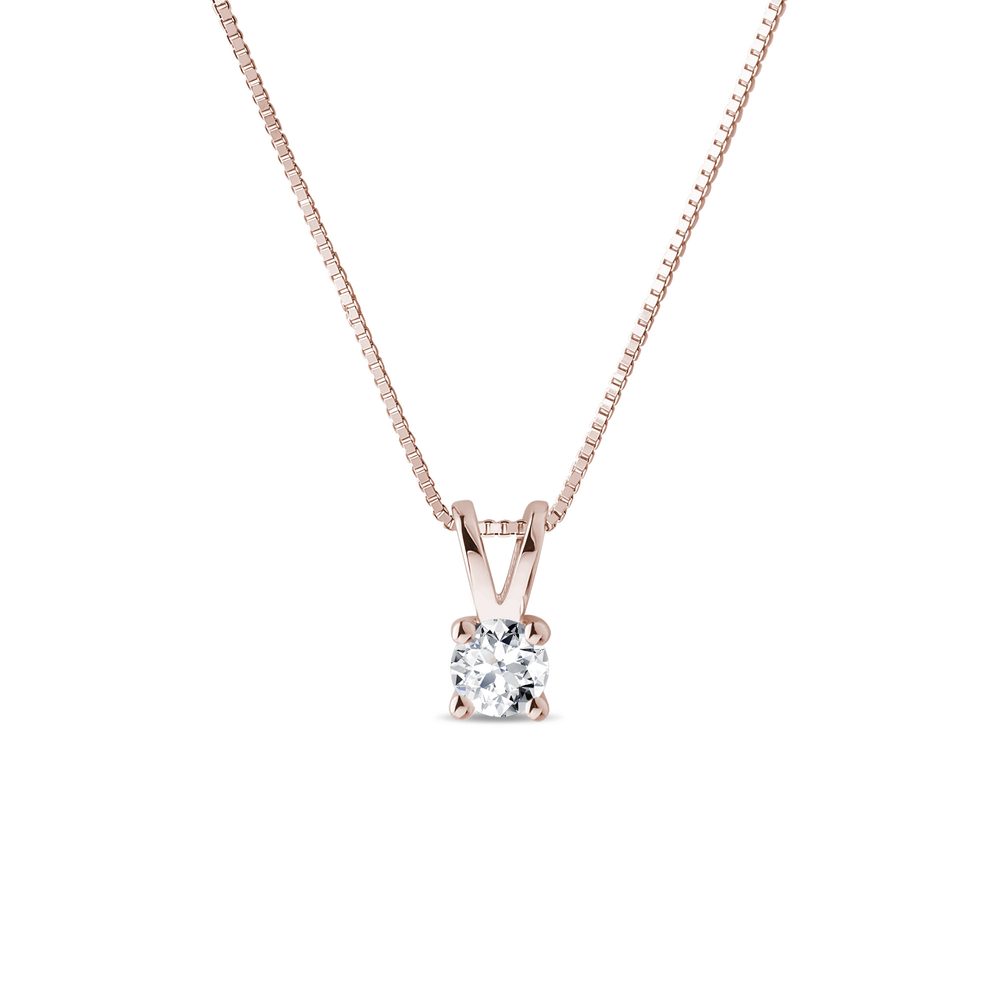 E-shop Klasický diamantový přívěsek v růžovém zlatě