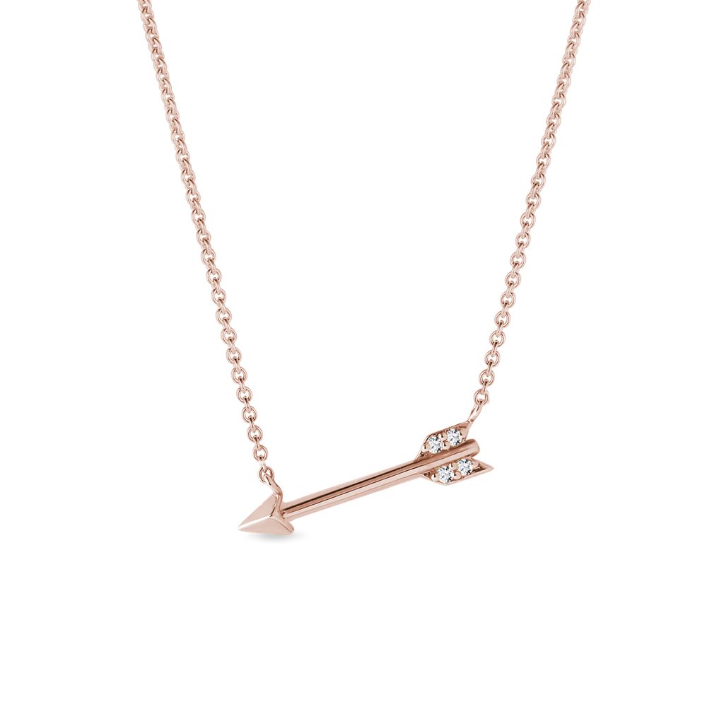 E-shop Náhrdelník šíp s diamanty v růžovém zlatě