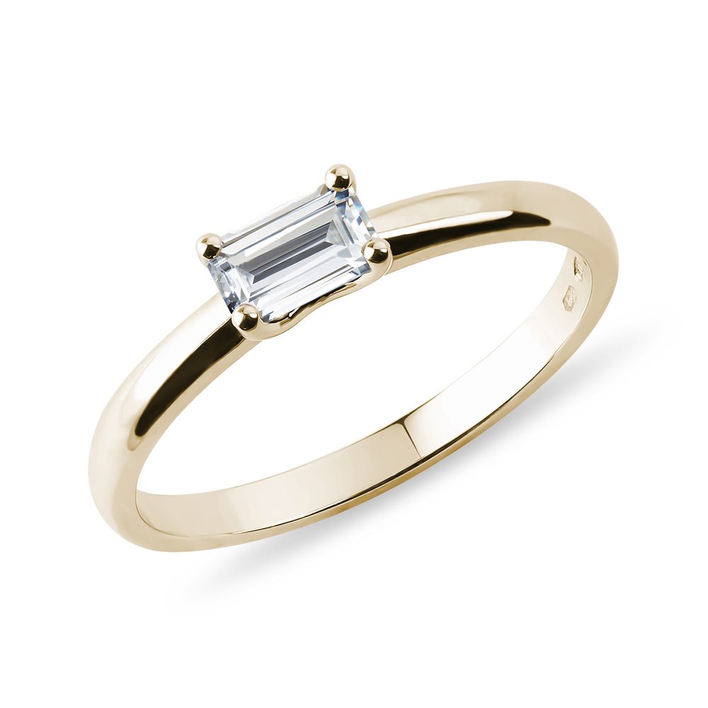 E-shop Moissanite prsten ze žlutého 14k zlata