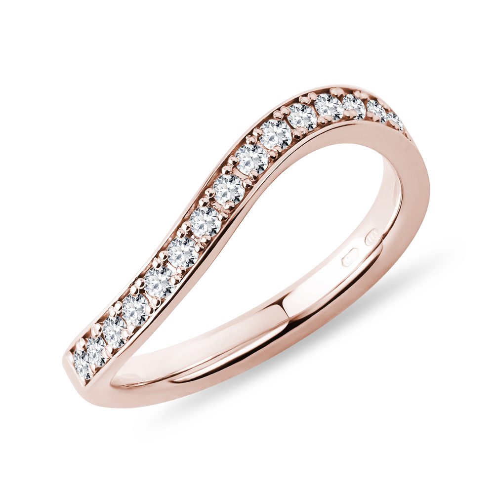 E-shop Dámský prsten vlnka s diamanty v růžovém zlatě
