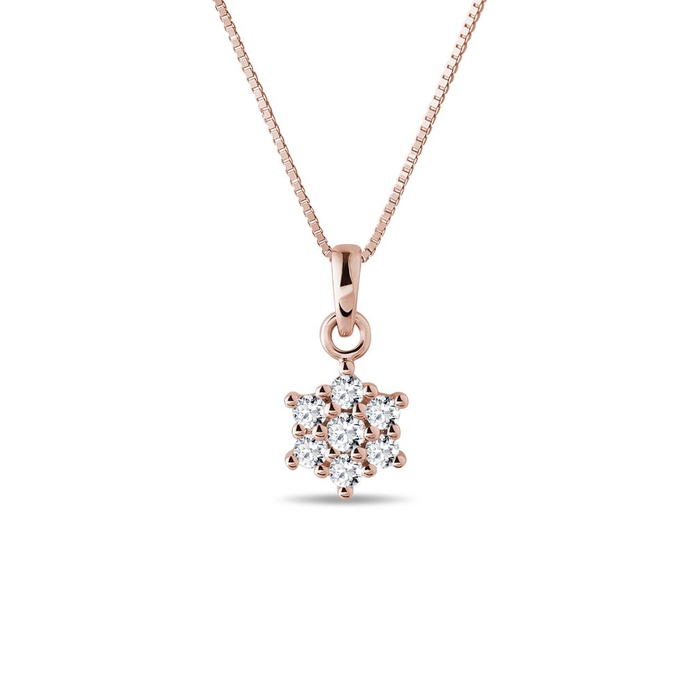 E-shop Briliantový náhrdelník kytička v růžovém zlatě