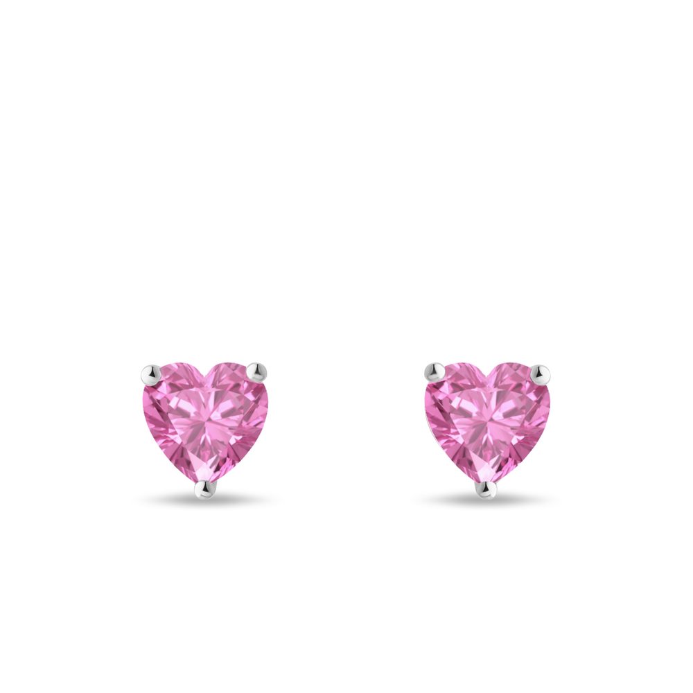 Náušnice ve tvaru srdíček se safírem v bílém zlatě KLENOTA