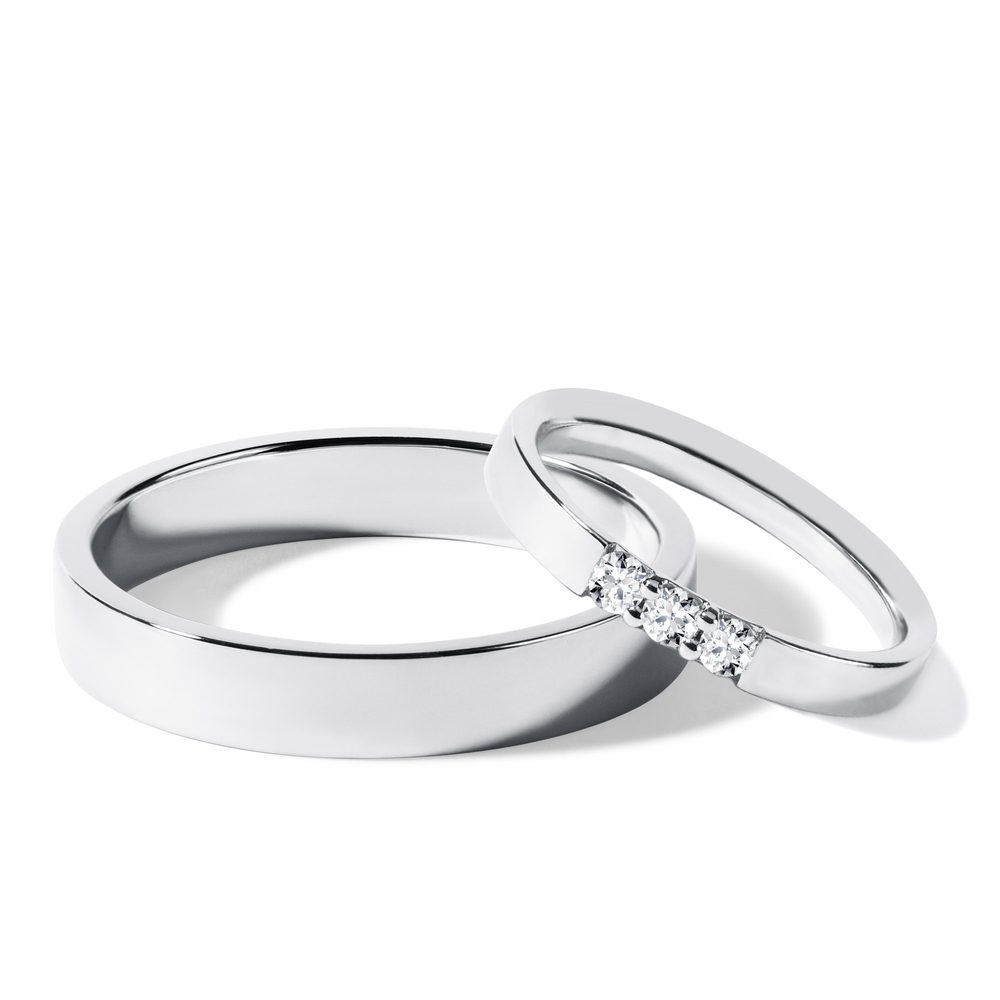 E-shop Set snubních prstenů s diamanty v bílém zlatě