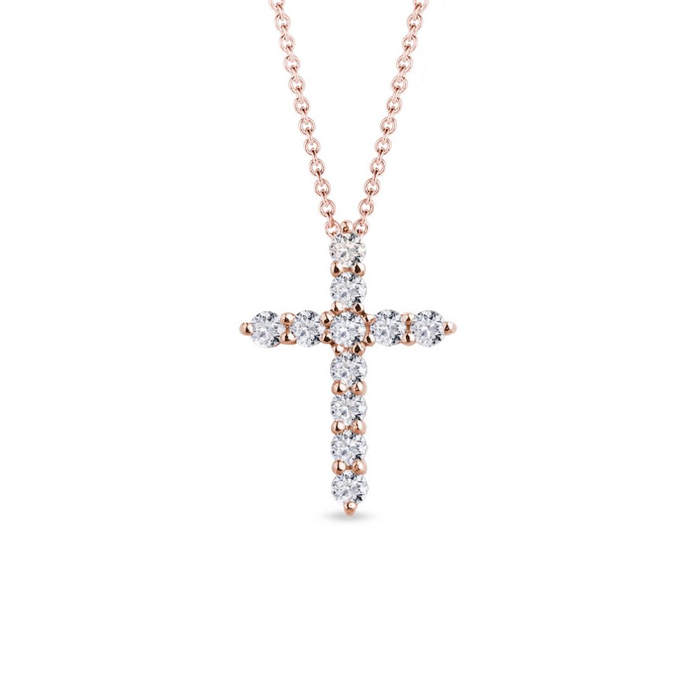 E-shop Diamantový kříž v růžovém zlatě