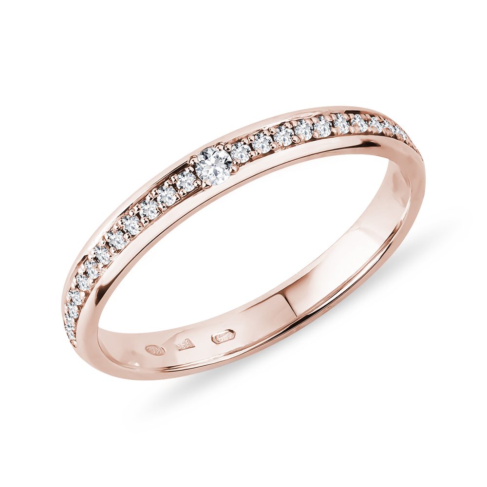 Dámský prsten z růžového zlata s diamanty KLENOTA