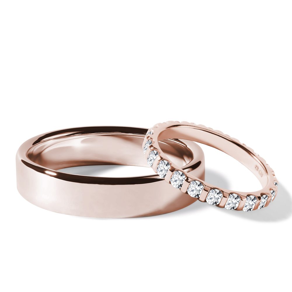 E-shop Sada eternity a hladkého prstenu v růžovém zlatě