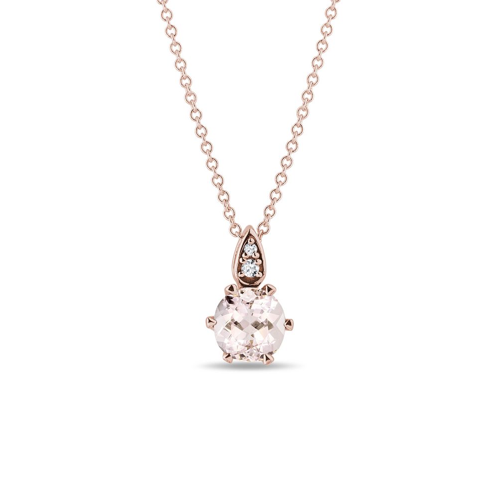 E-shop Náhrdelník s morganitem a diamanty v růžovém zlatě
