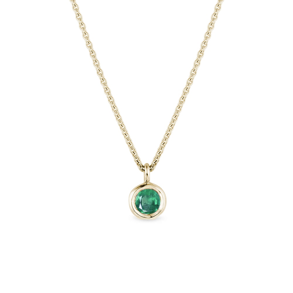 E-shop Zlatý náhrdelník s bezel smaragdem