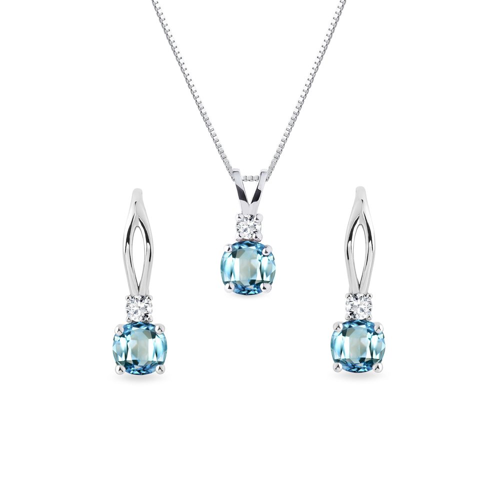 Set topazových šperků v bílém 14k zlatě KLENOTA