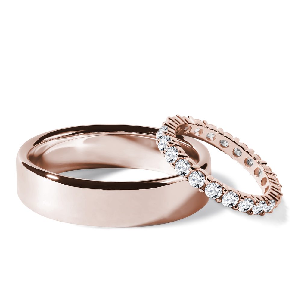 E-shop Sada eternity & hladký snubní prsten v růžovém zlatě