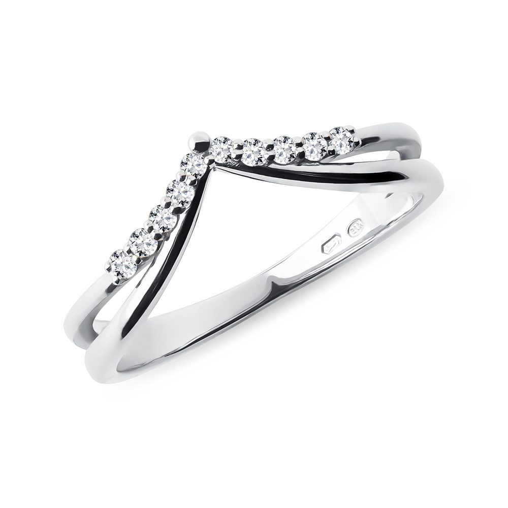 E-shop Dvojitý Chevron prsten s diamanty v bílém zlatě