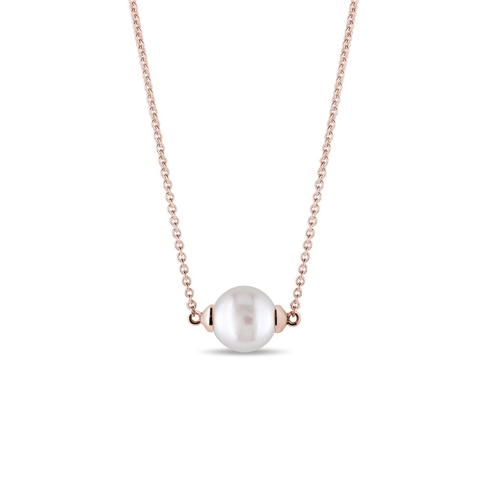 E-shop Náhrdelník z růžového 14k zlata se sladkovodní perlou