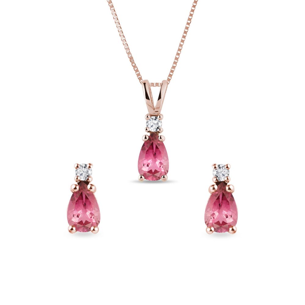 E-shop Set šperků z růžového 14k zlata s turmalíny