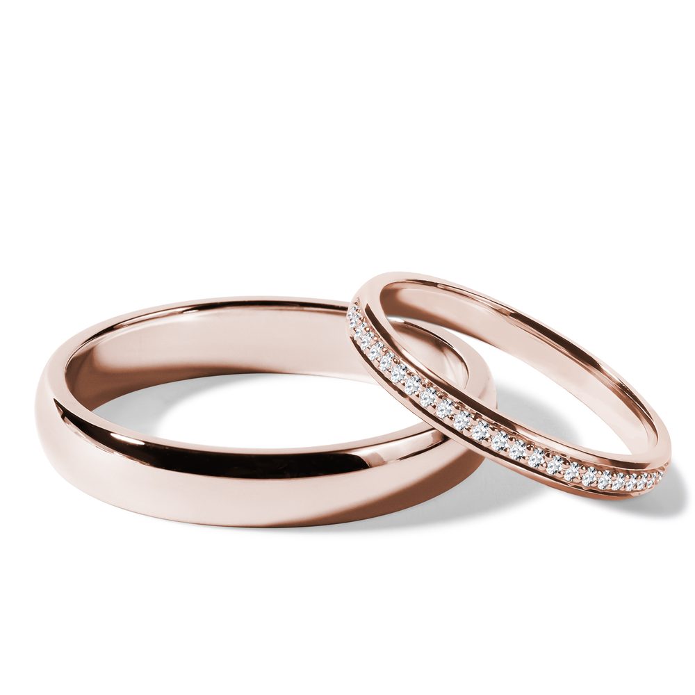 E-shop Snubní prstýnky z růžového zlata s diamanty