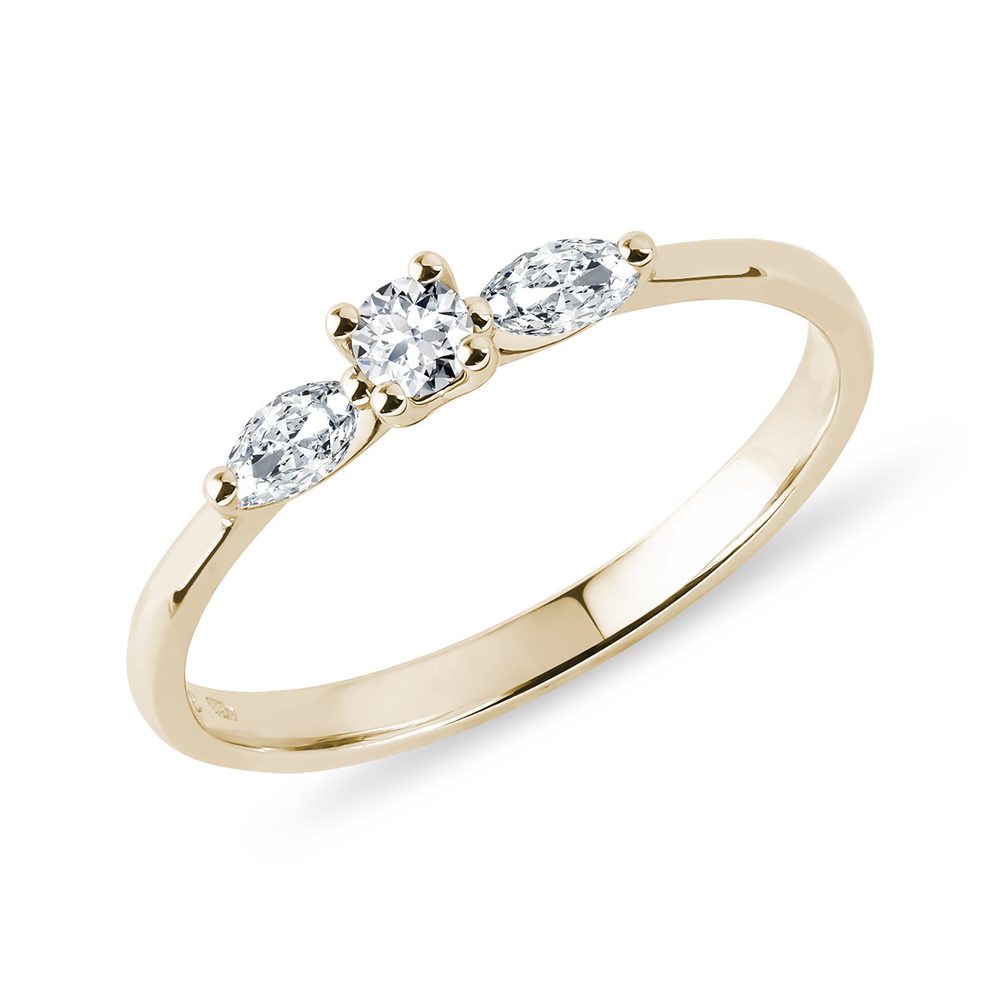 E-shop Diamantový prsten s markýzami ve žlutém zlatě