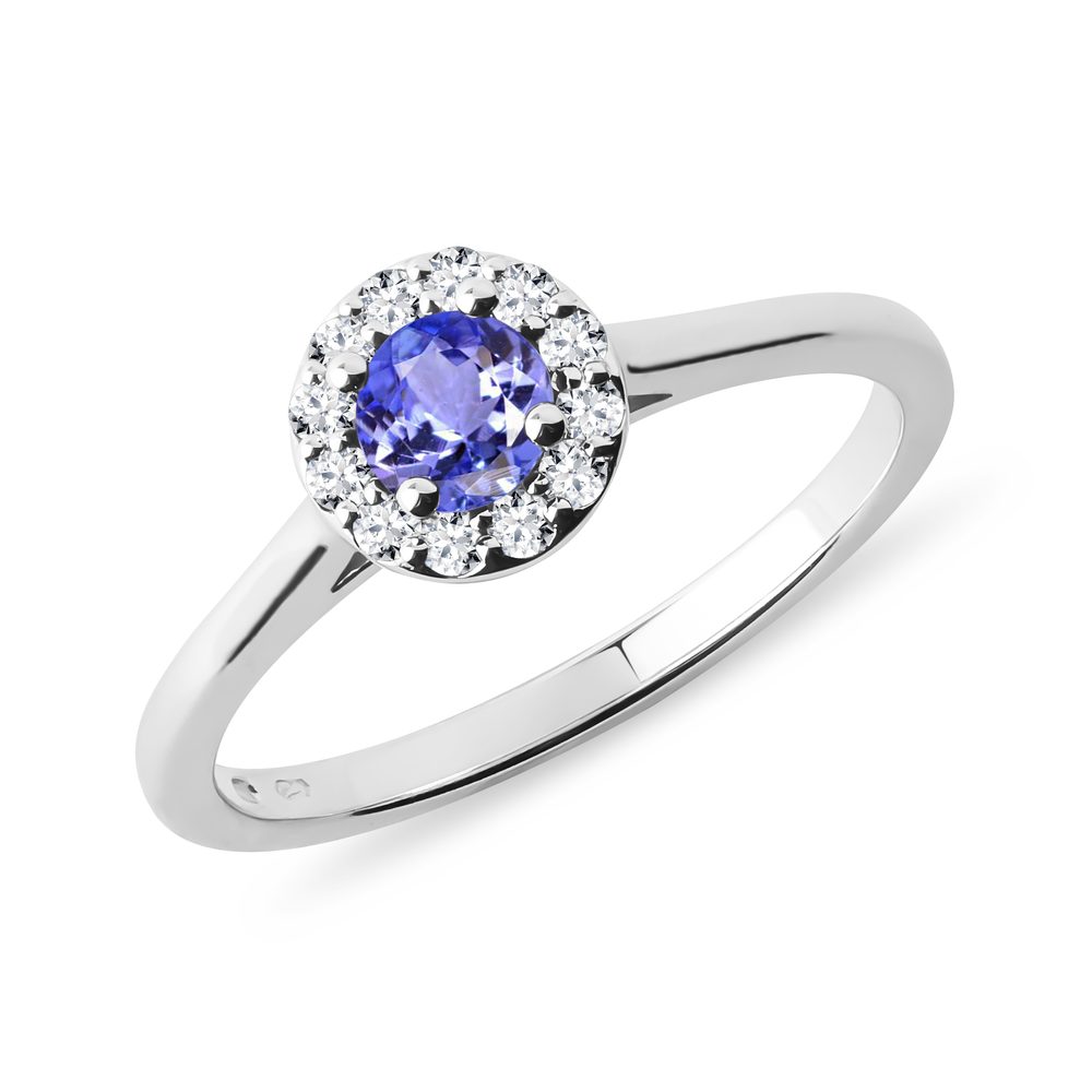 E-shop Halo prsten s tanzanitem a brilianty v bílém zlatě