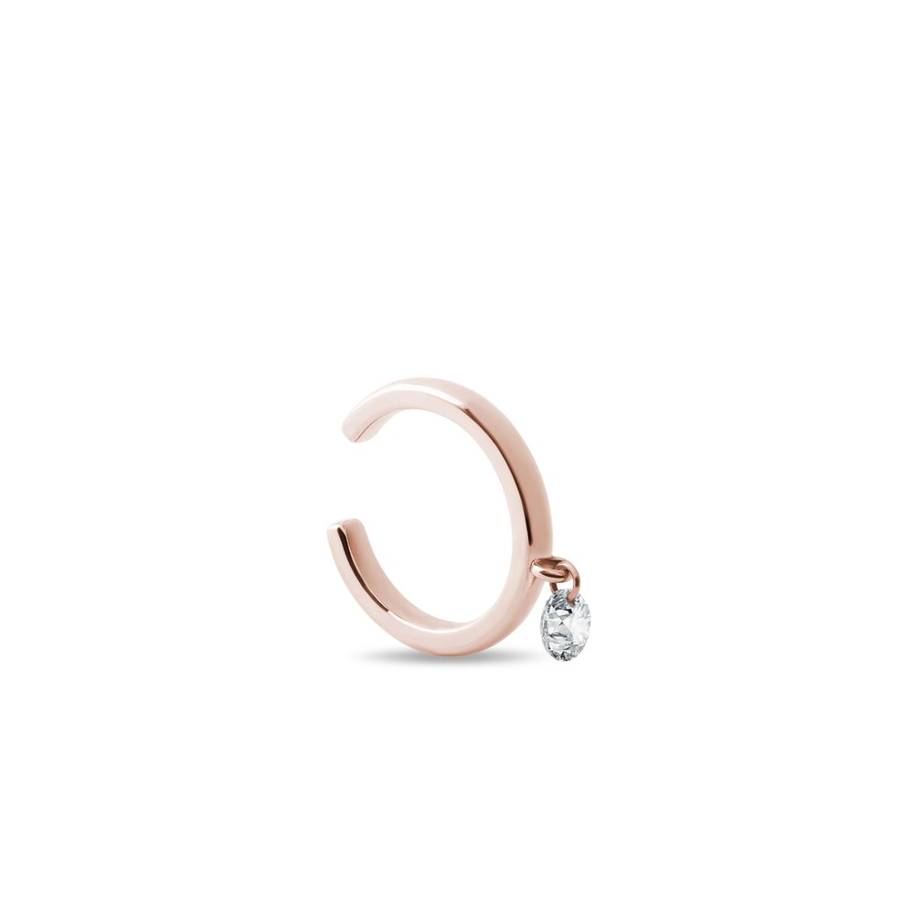 Moderní náušnice ear cuff s laboratorním diamantem KLENOTA