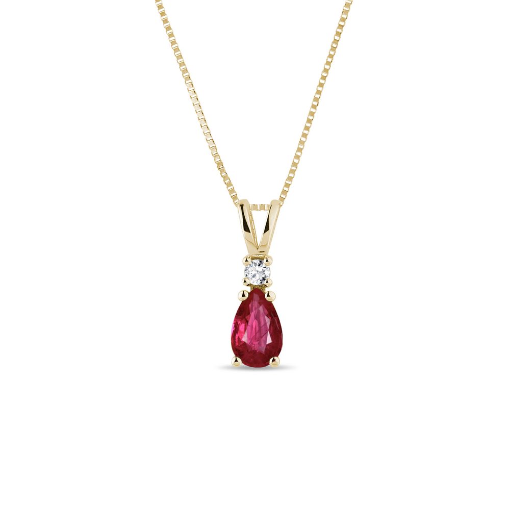 E-shop Zlatý náhrdelník s rubínem a briliantem
