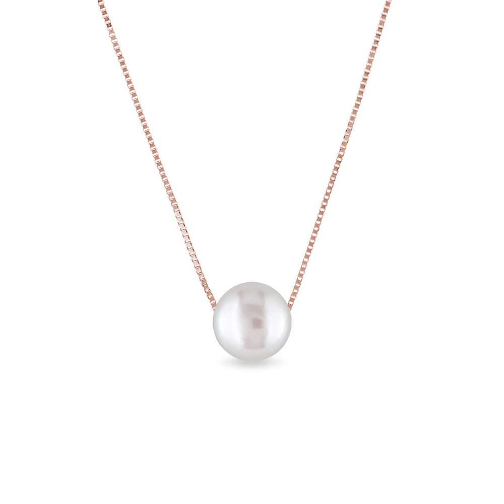 E-shop Náhrdelník z růžového zlata s bílou perlou