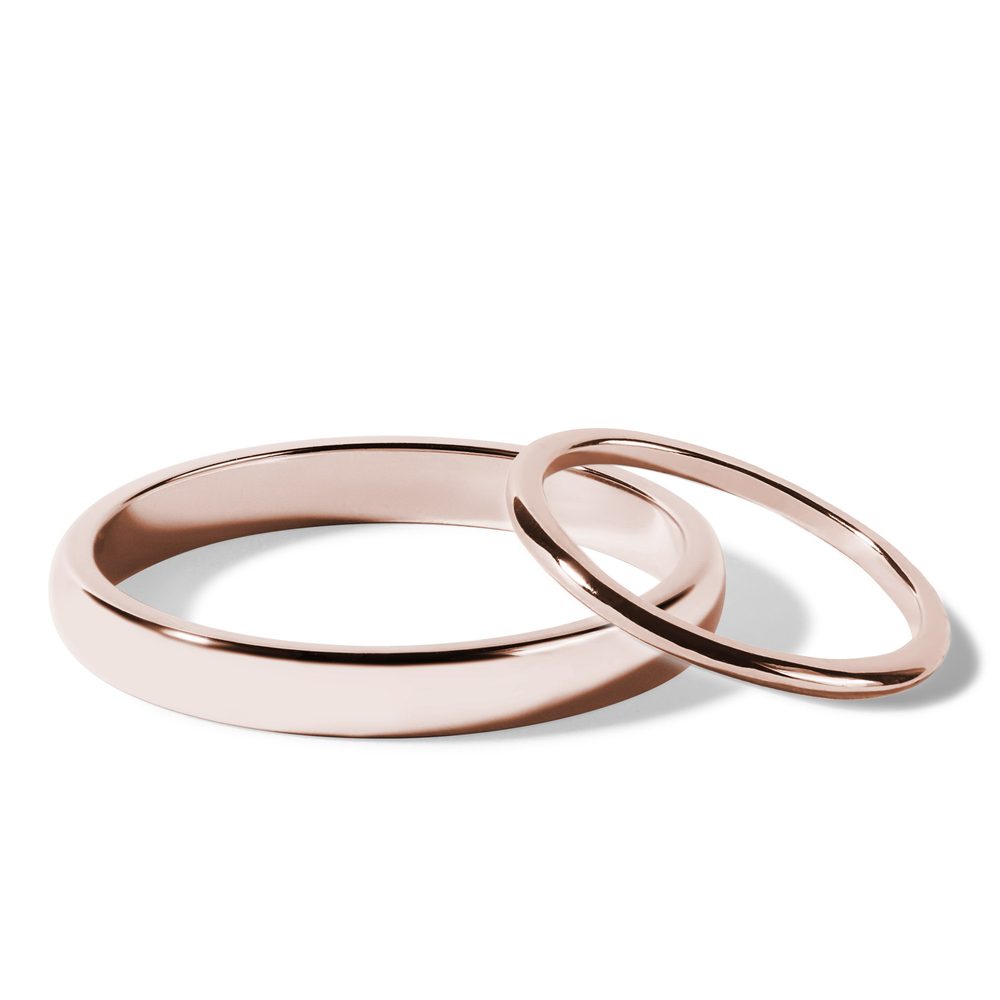 E-shop Sada hladkých snubních prstenů v růžovém zlatě