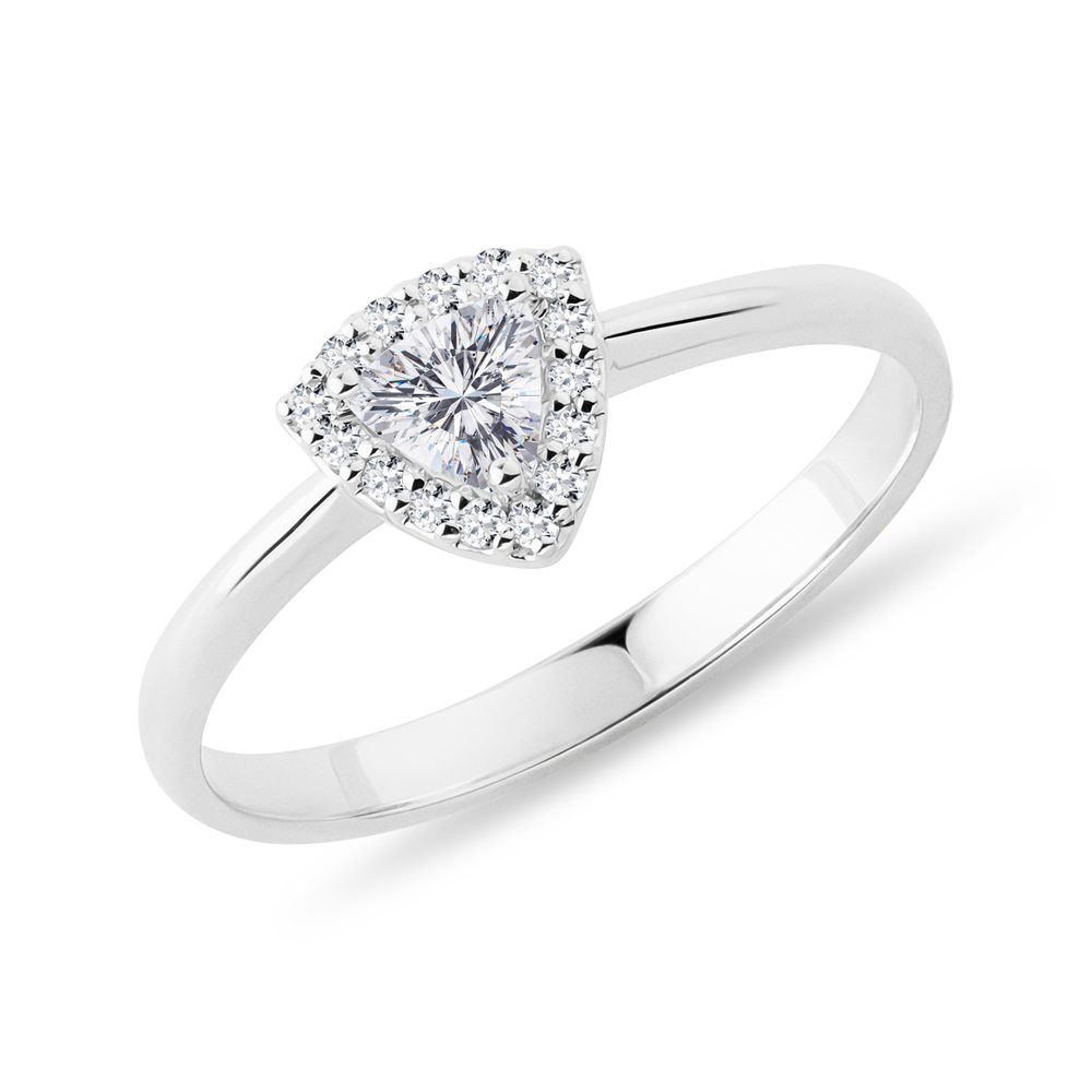 Prsten s diamantem v brusu trilion v bílém zlatě KLENOTA