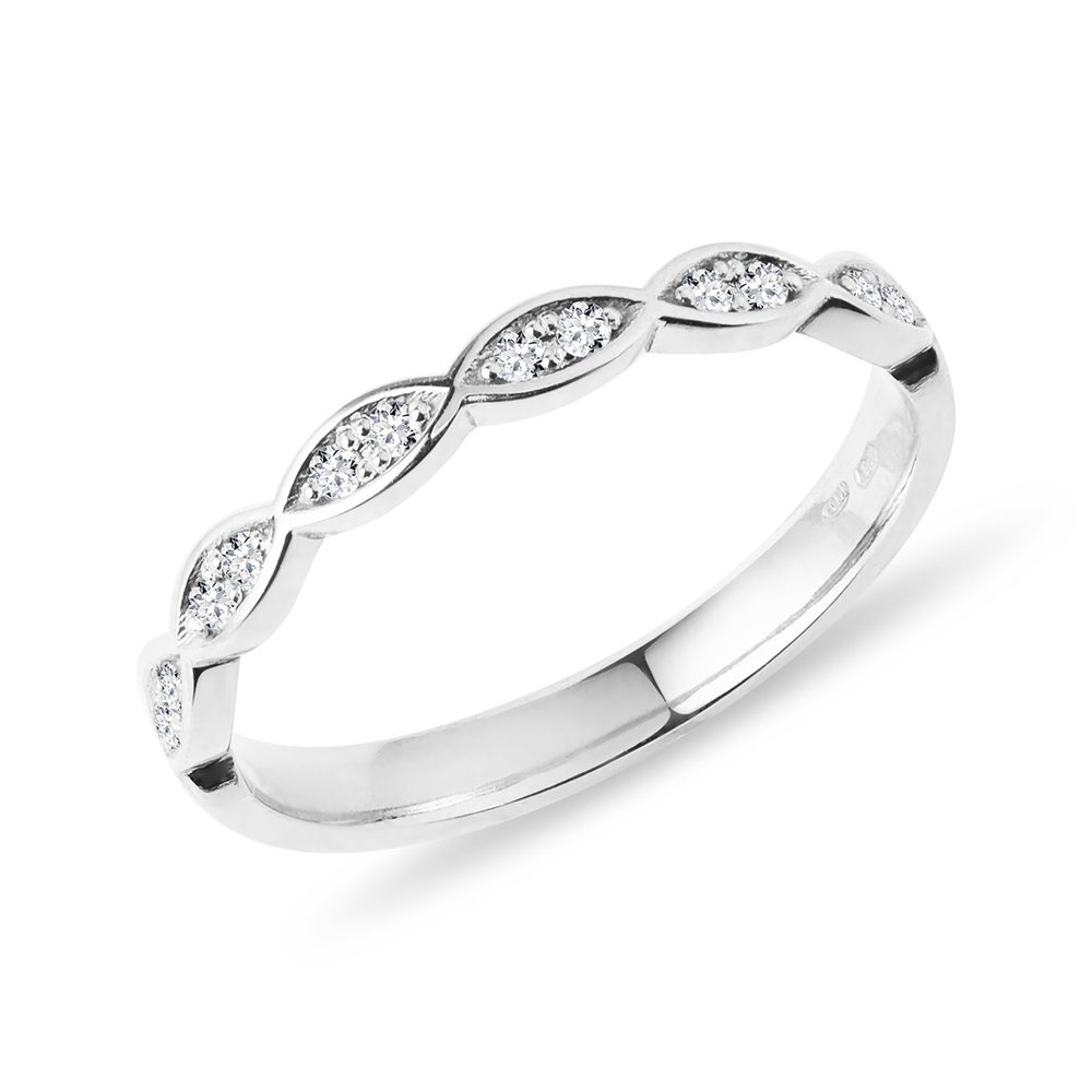 Snubní prsten z bílého zlata s diamanty — Šperky CELEB