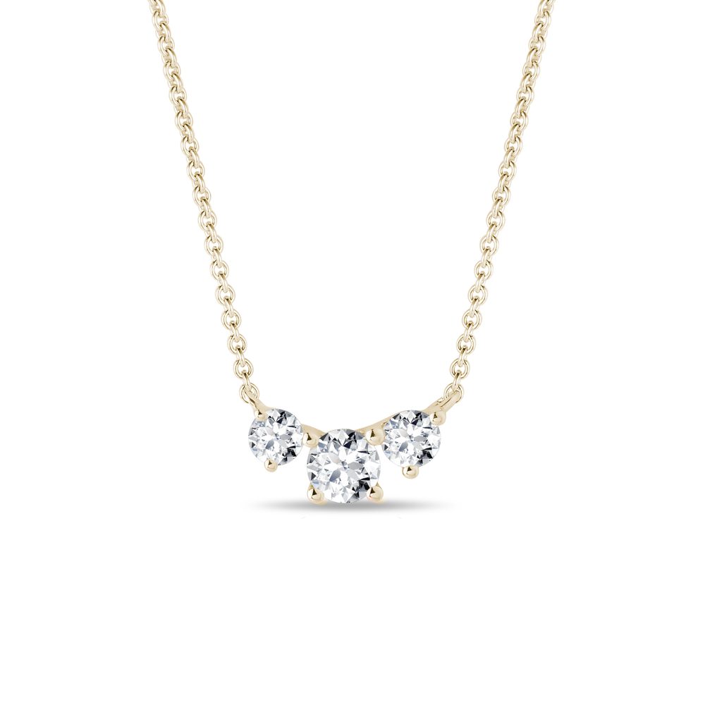 Náhrdelník se třemi diamanty ve žlutém zlatě KLENOTA