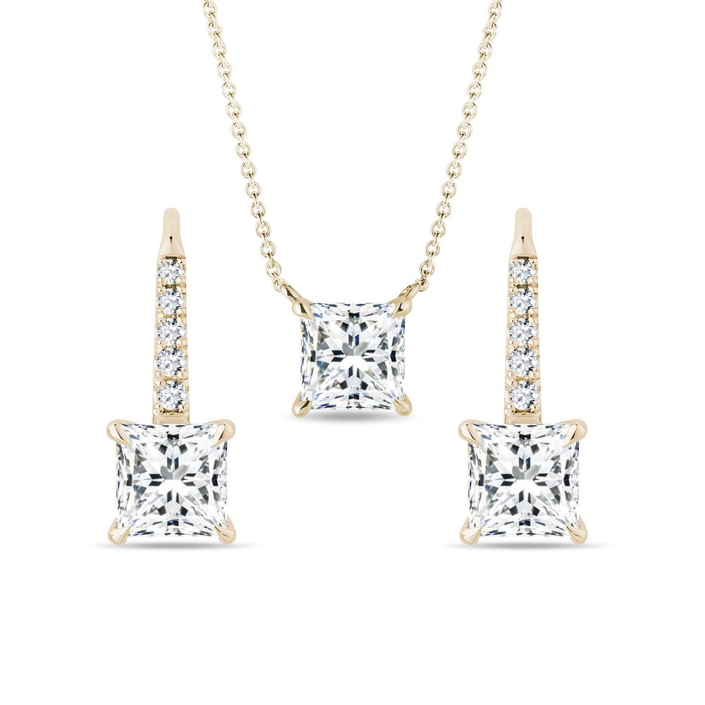 Sada šperků s lab grown diamanty ve žlutém zlatě KLENOTA