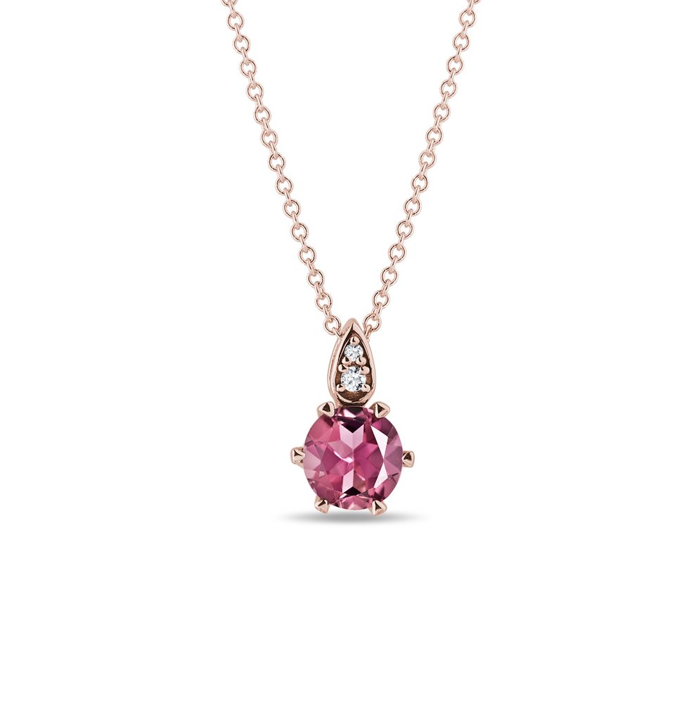 E-shop Náhrdelník s turmalínem a diamanty v růžovém zlatě