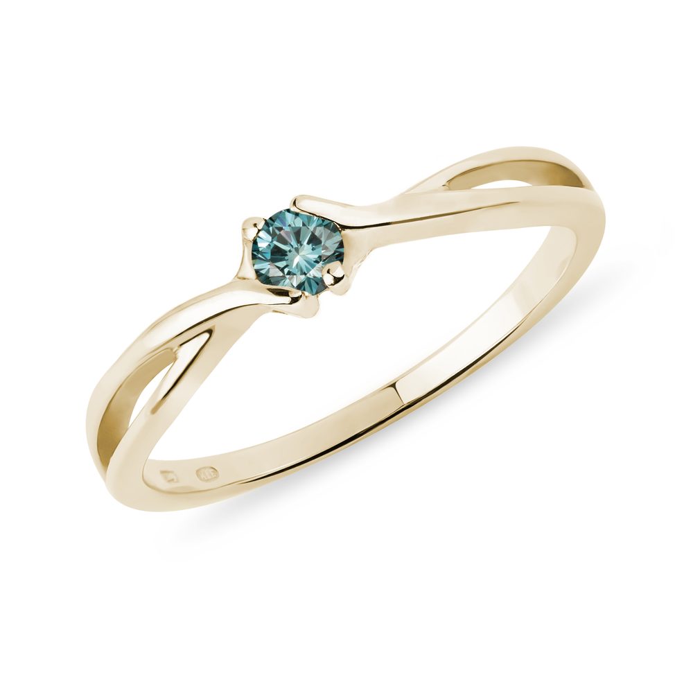 E-shop Zlatý prsten s modrým diamantem