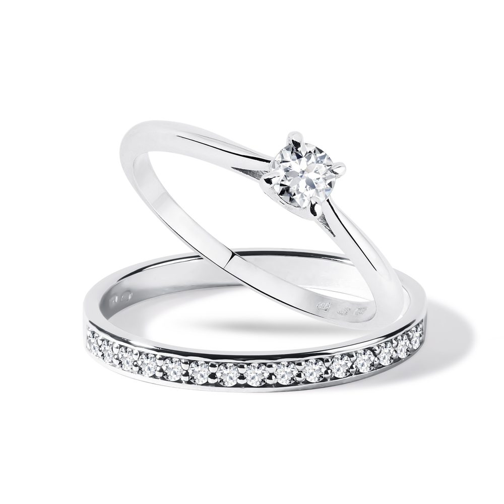 E-shop Diamantový set zásnubních prstenů v bílém zlatě