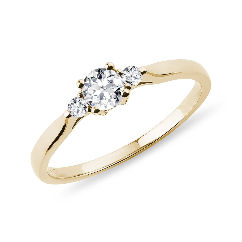 Zlatý prsten se třemi diamanty | KLENOTA
