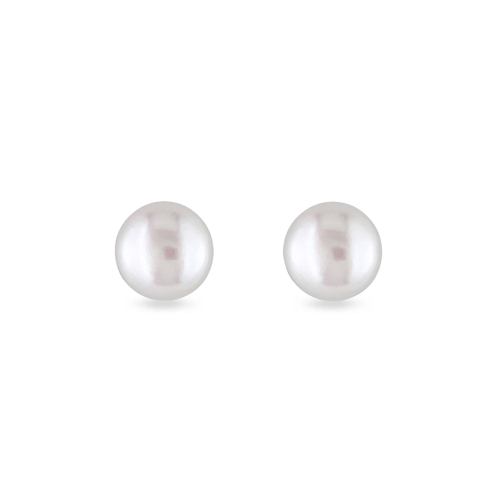 Náušnice perlové pecky z bílého zlata | KLENOTA