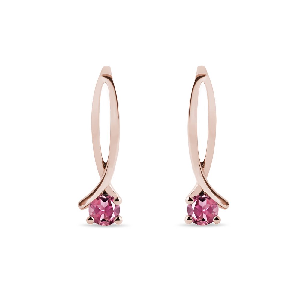 Boucles d'oreilles en or rose 14 carats avec tourmaline rose | KLENOTA