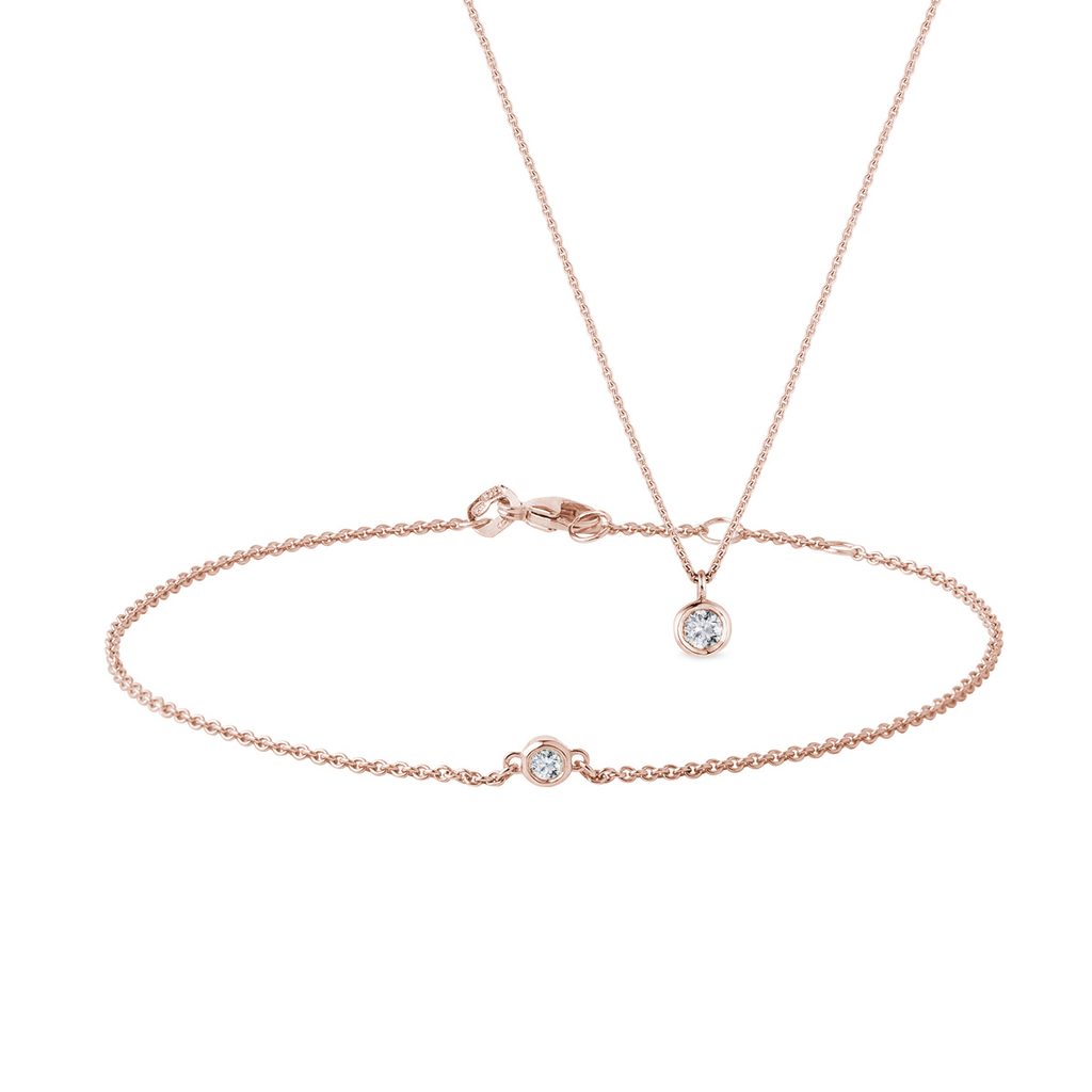 Rose Gold Necklace with Bezel Diamond KLENOTA