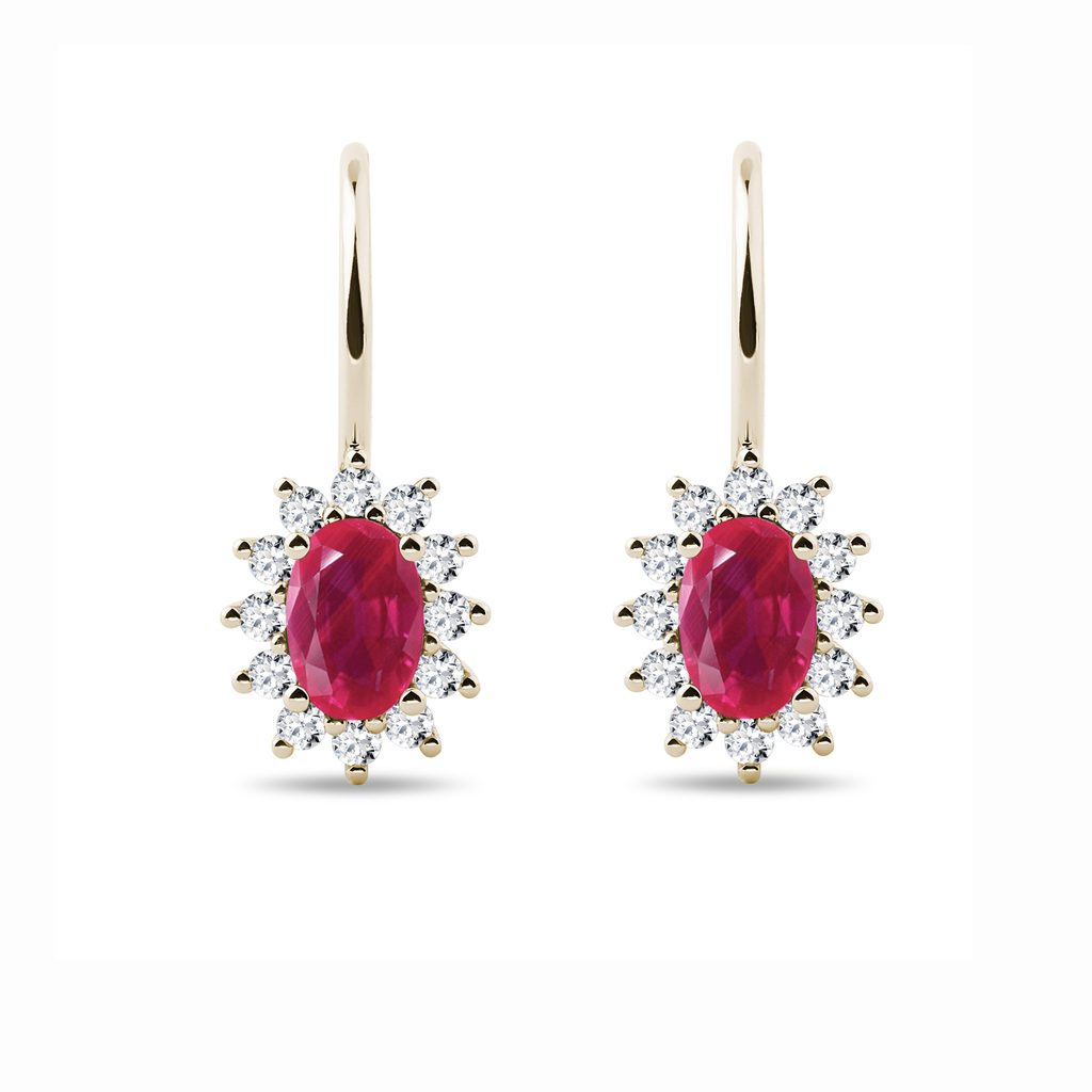 Ruby earrings yellow gold discount