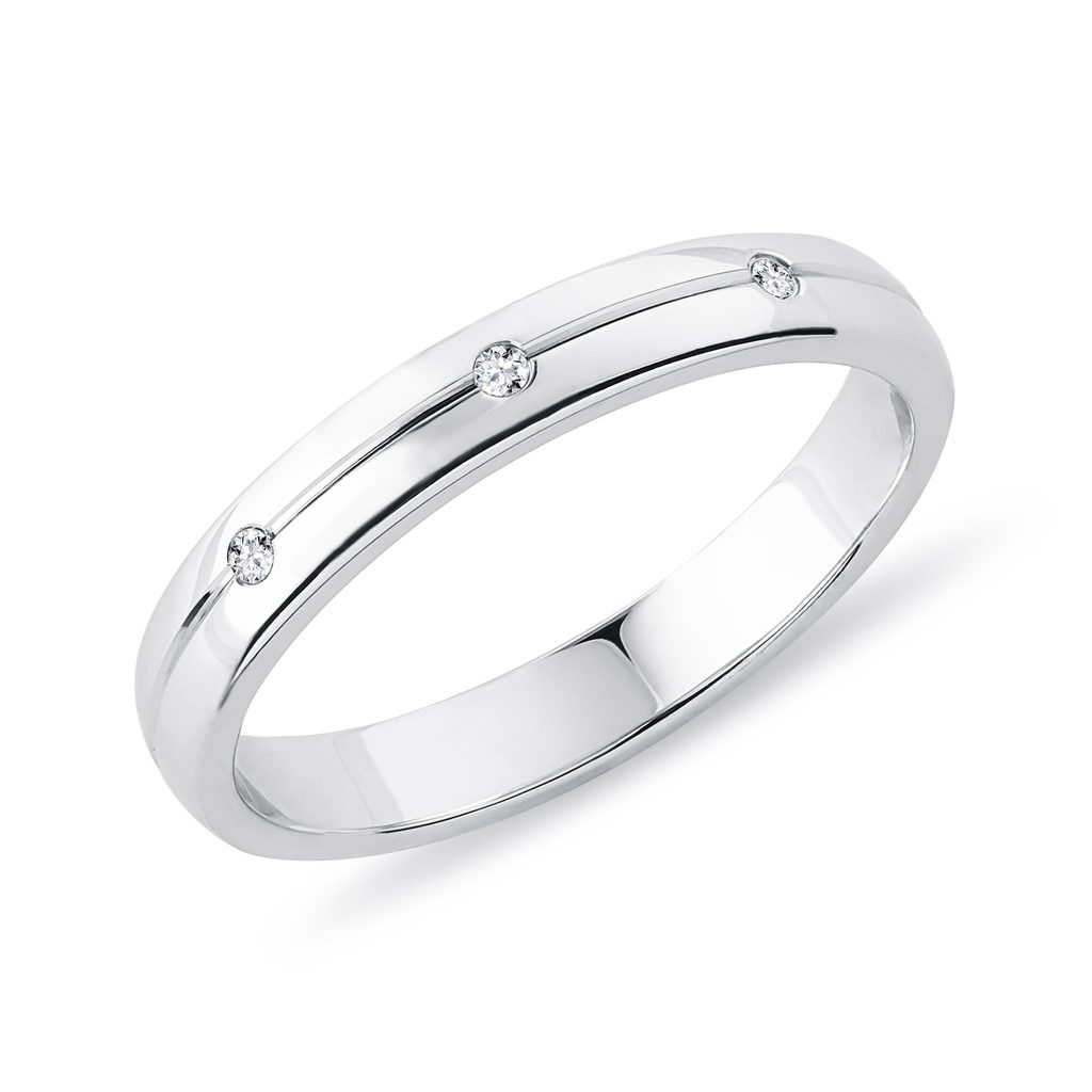 Dámský snubní prsten z bílého zlata s diamanty | KLENOTA