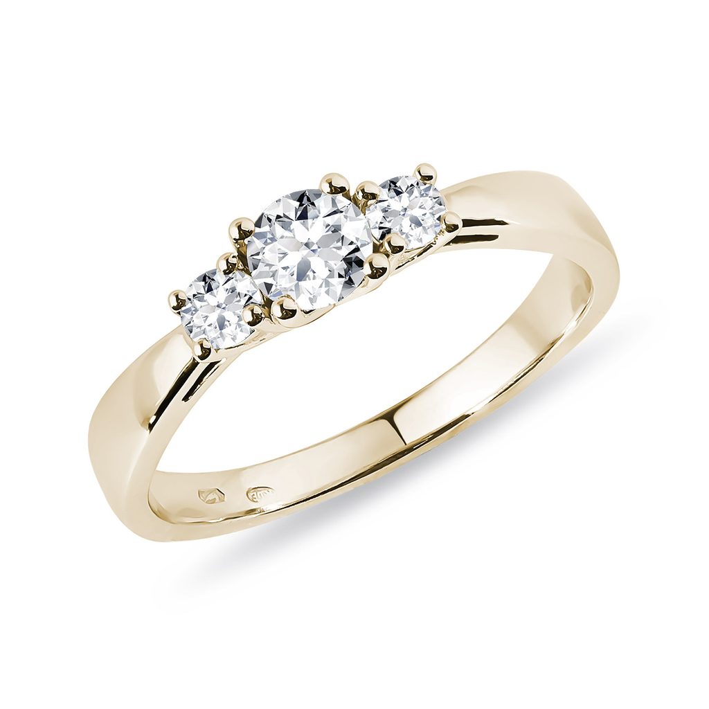 Masivní diamantový zásnubní prsten ze žlutého zlata | KLENOTA