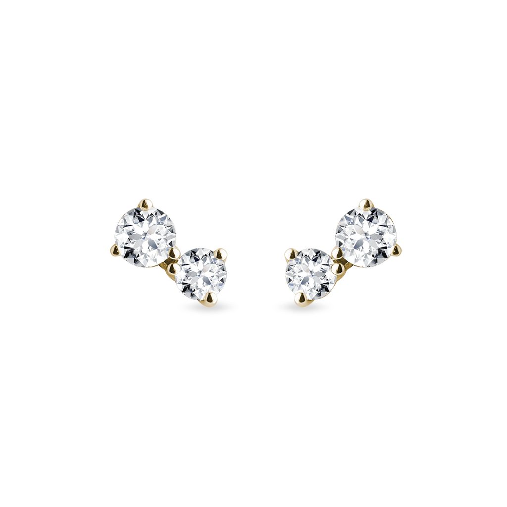 Modern diamond earrings in yellow gold | KLENOTA