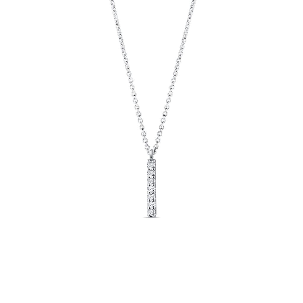 KLENOTA White Gold Necklace with Bezel Diamond