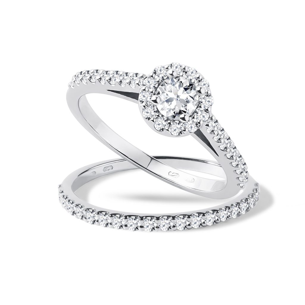 Engagement diamond ring set in 14k white gold | KLENOTA