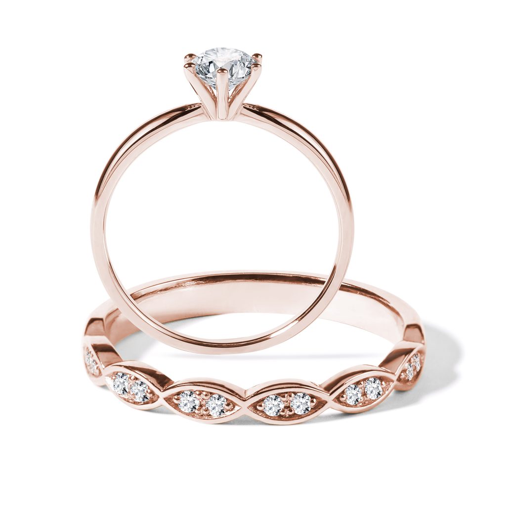 Elegant wedding and engagement rings in rose gold | KLENOTA