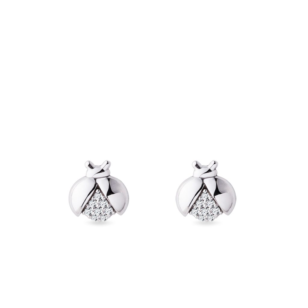 Jewels By Lux 14K White Gold Ladybug Earrings 