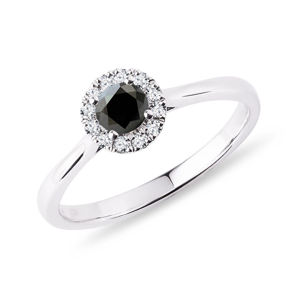 Zlatý prsteň s čiernym a bielymi diamantmi | KLENOTA