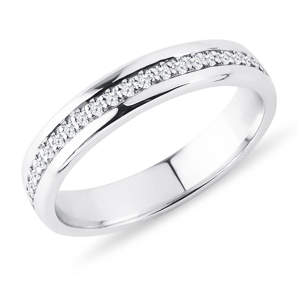 Pánský diamantový prsten eternity z bílého zlata | KLENOTA