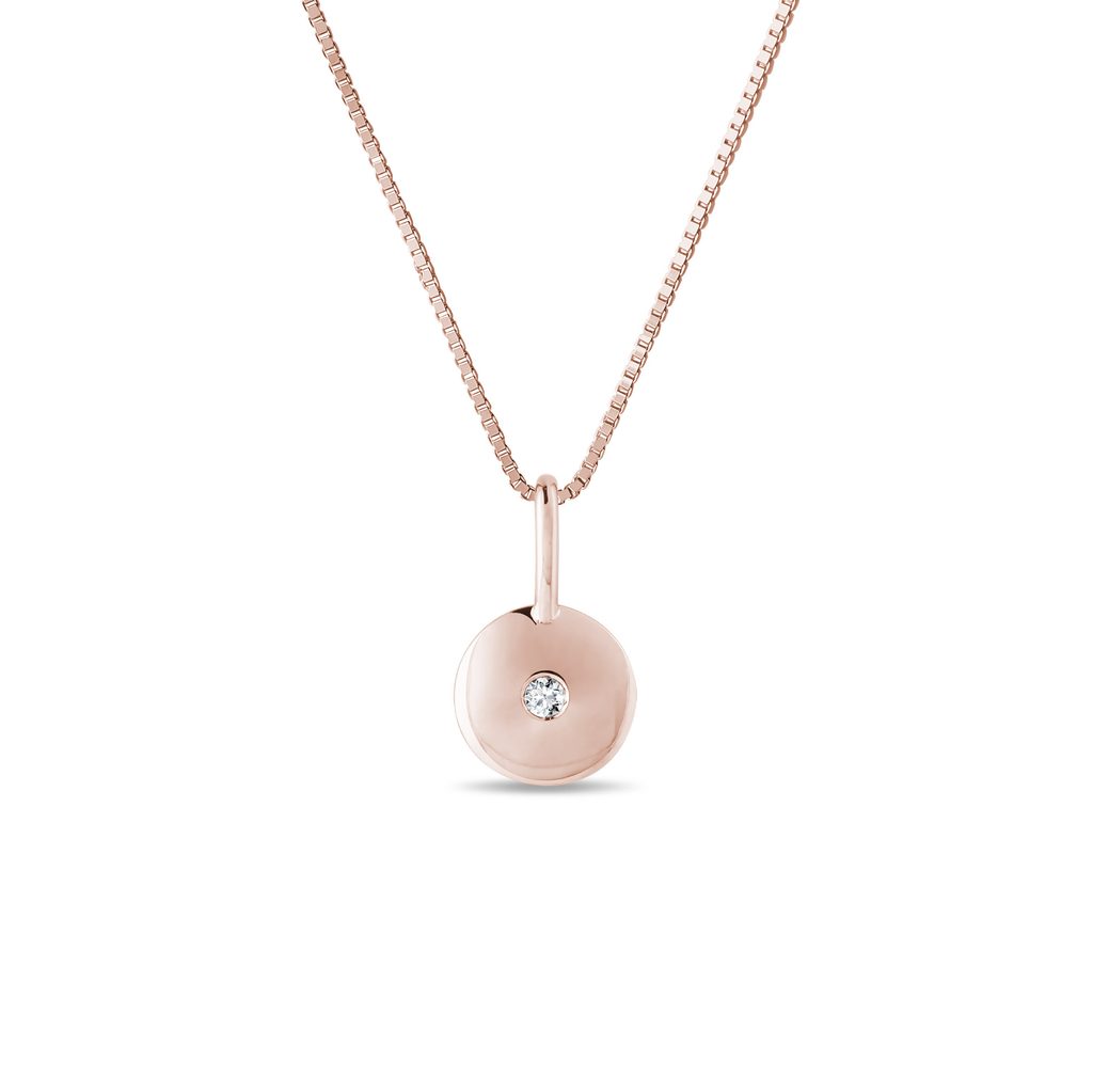 Elegant Rose Gold Necklace with A Diamond KLENOTA