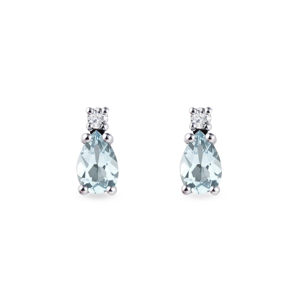 Aquamarine and diamond earrings in white gold | KLENOTA