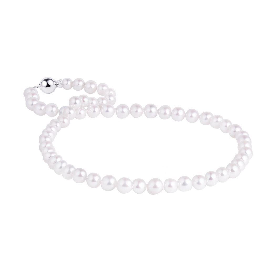 Necklace with Akoya Pearls in White Gold | KLENOTA